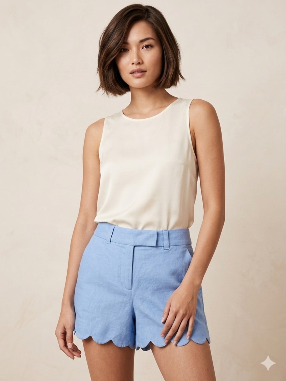 J. Crew Light Blue Scallop Hem Shorts